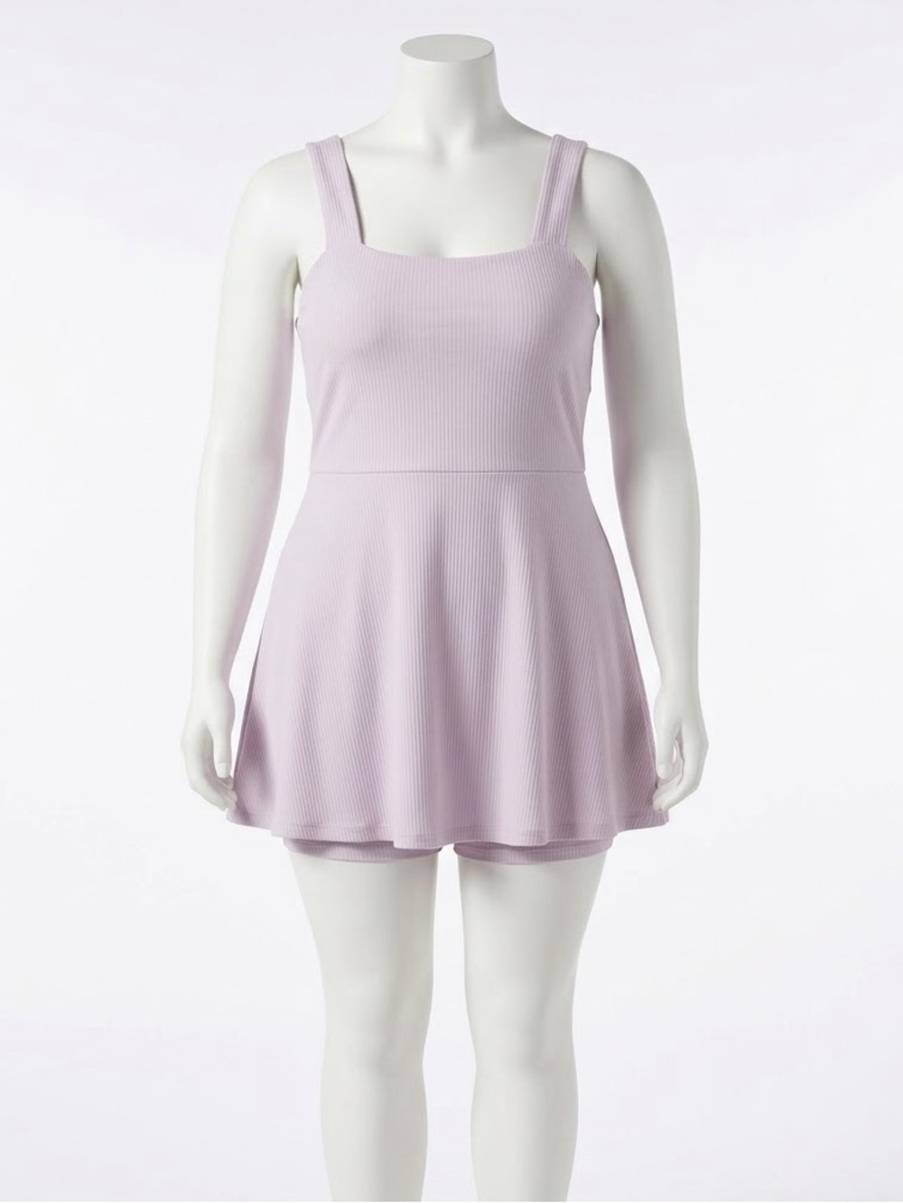 NWT PINK Victoria's Secret Ribbed Skater Dress in Light Lavender Built In Shorts